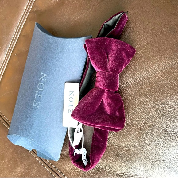 Eton Red Velvet Bow Tie - Ready Tied. NEW - Picture 3 of 7